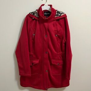 Big Chill jacket coat women’s plus size 1X red hooded full zipper & snap closure